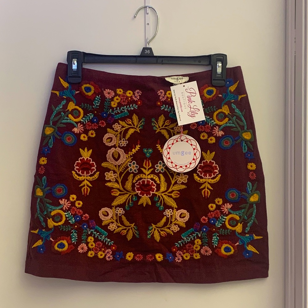 Pink Lily • Embroidered Mini Skirt